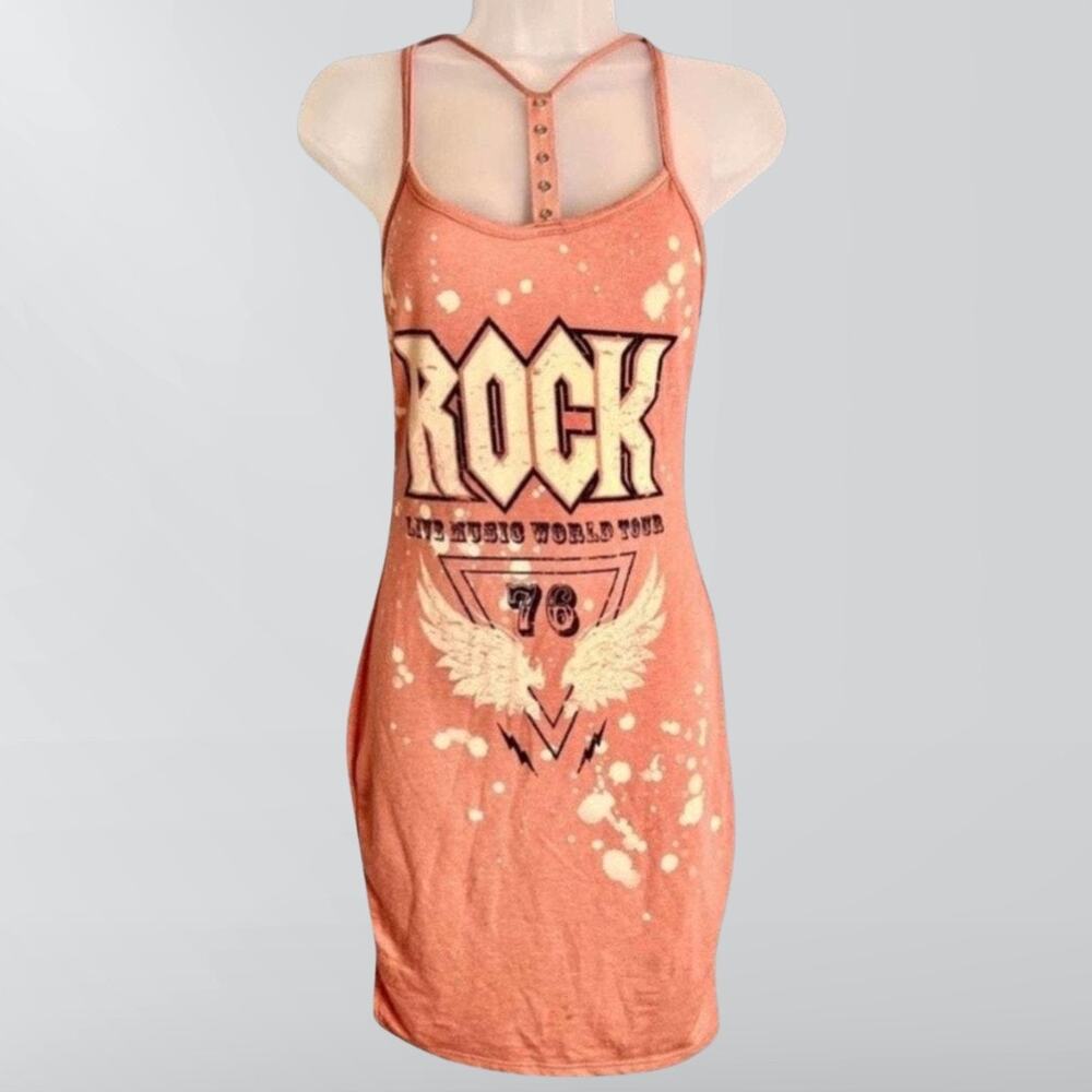 May Pink Rock Live Music World Tour Orange Pink Dress